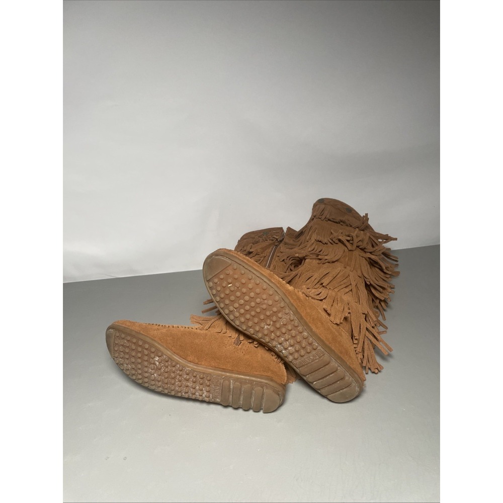 Minnetonka Moccasins 1652 Women's 5 Layer Fringe Calf High Boots Size 6 - Picture 5 of 8